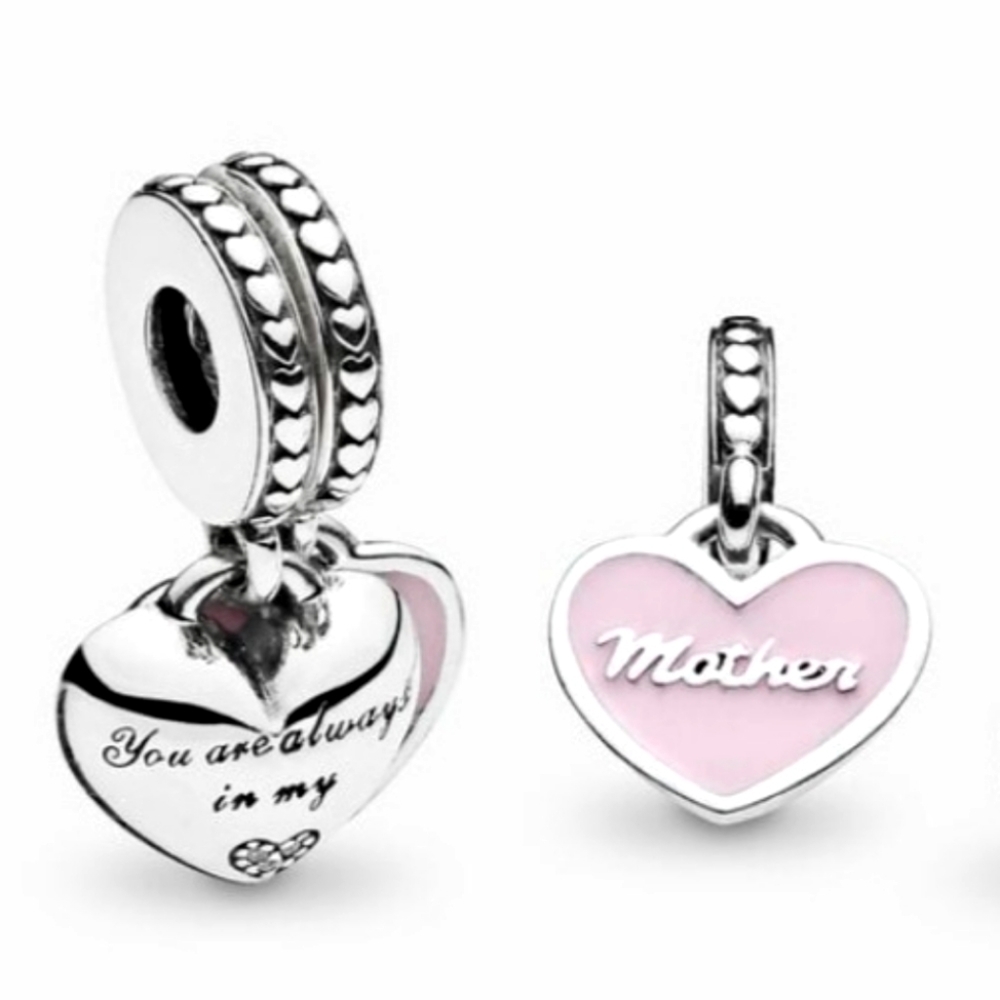 Authentic Pandora Always in My Heart Enamel Heart Dangle Charm